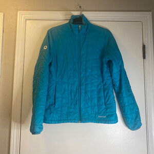 Women's Marmot Quilted Jacket Turquoise Blue Size M